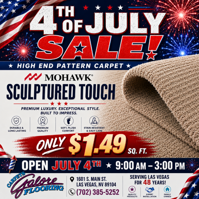 4th of July Sale - Mohawk Sculptured Touch Carpet 1.49 sqft - open July 4th 9am-3pm