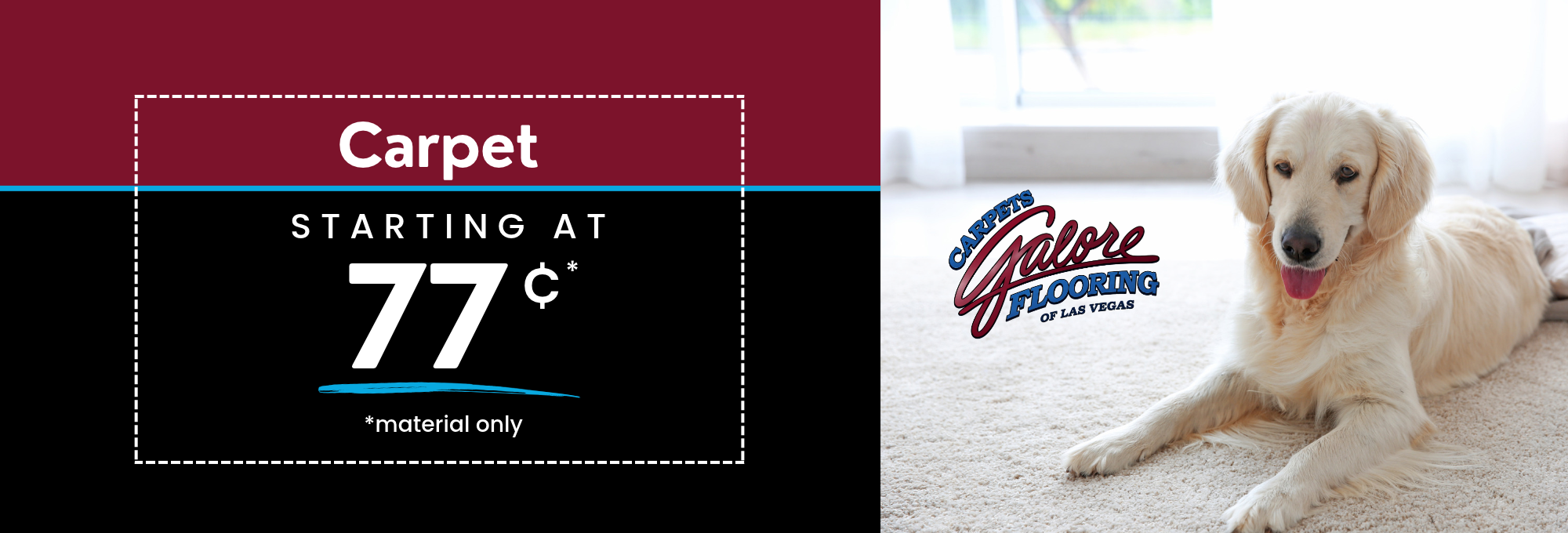 Las Vegas Flooring Deal Starting at 77 cents per square foot for carpet material