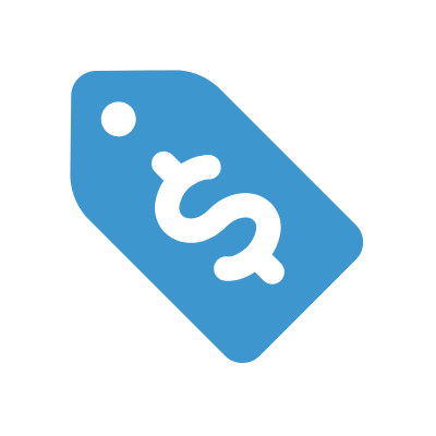 Blue price tag icon
