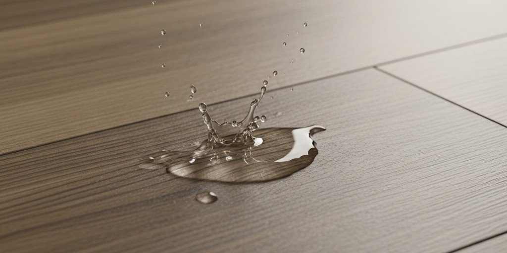 Splash of water on Waterproof LVP flooring