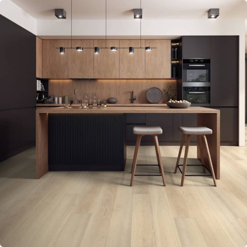 Luxury vinyl floors installed in living room