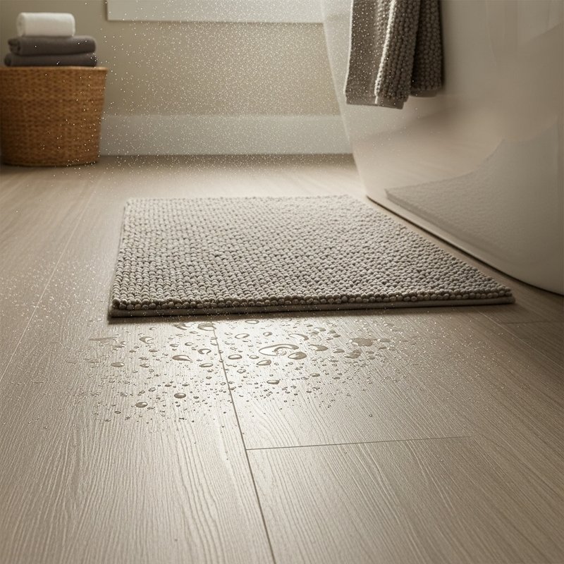Waterproof LVP flooring in a modern bathroom of a North Las Vegas home