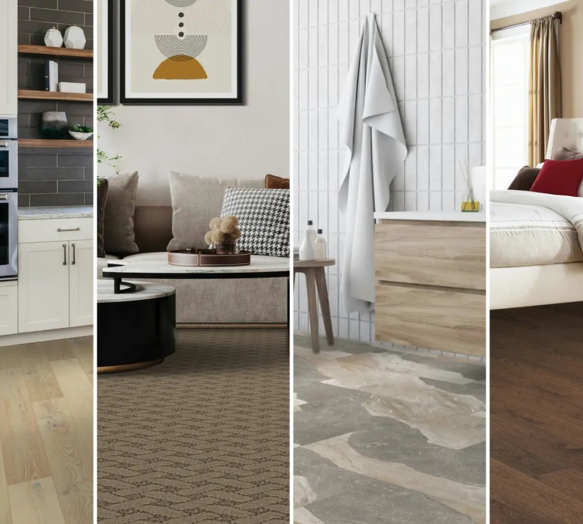 2024 brings bigger and bolder flooring choices like wide plank hardwood and retro carpet design