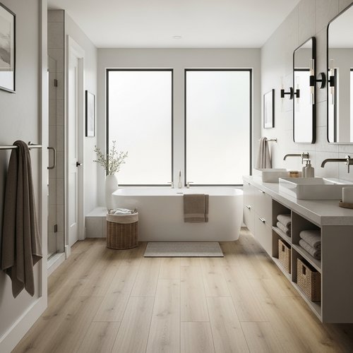 Bright and beautiful bathroom with Luxury Vinyl Flooring
