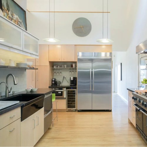 LVP flooring in a kitchen with valued ceilings in Vegas, NV