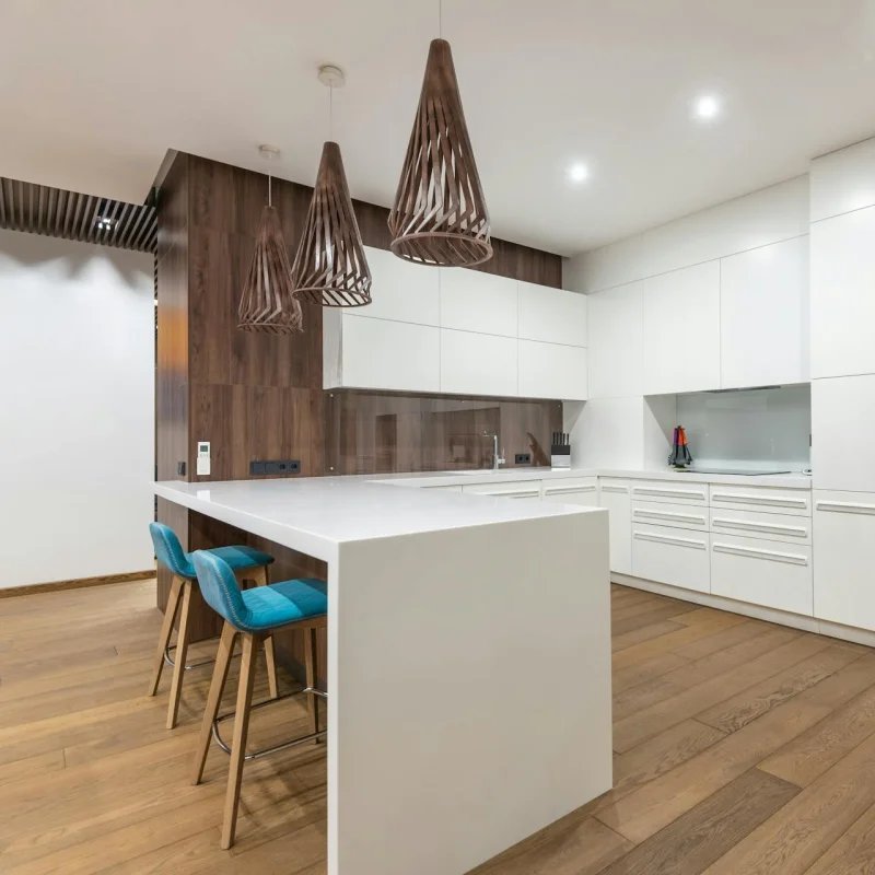 Vinyl plank flooring in a modern kitchen